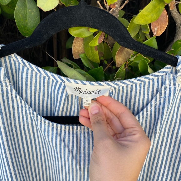 EUC Madewell Striped Convertible Cold Shoulder Top - Picture 4 of 8